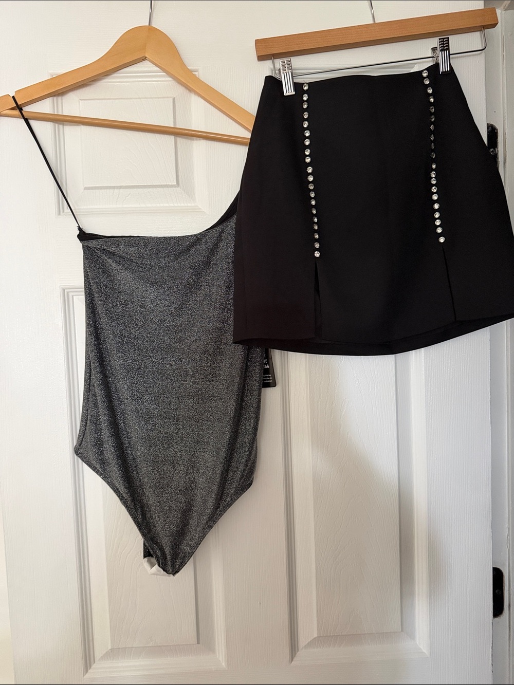 Metallic Silver Spaghetti-Strap Bodysuit - Sleek Evening Layer